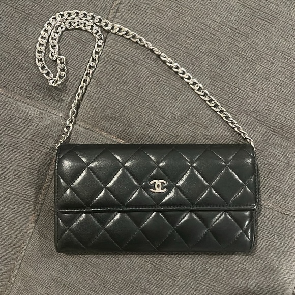 Chanel Black Lambskin Flap Wallet With Silver CC - Picture 15 of 16